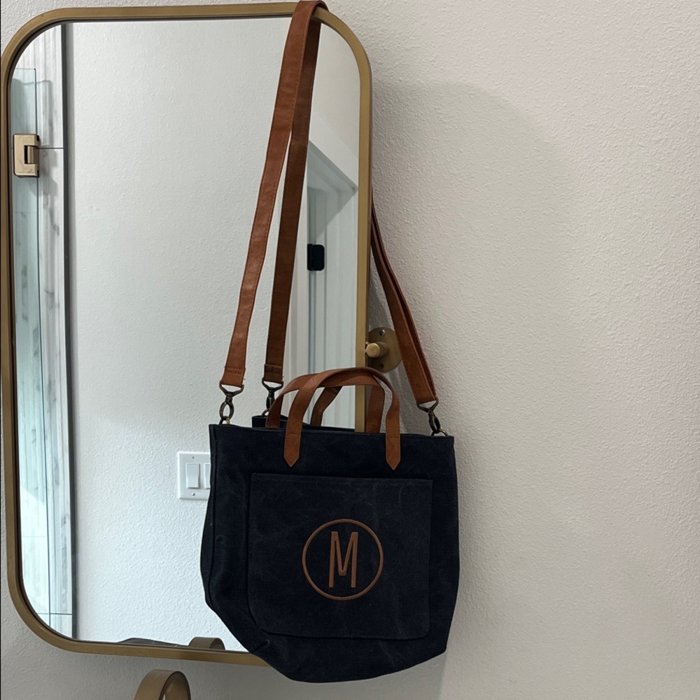 Stylish Navy and Brown Thirty-one Crossbody Tote Bag